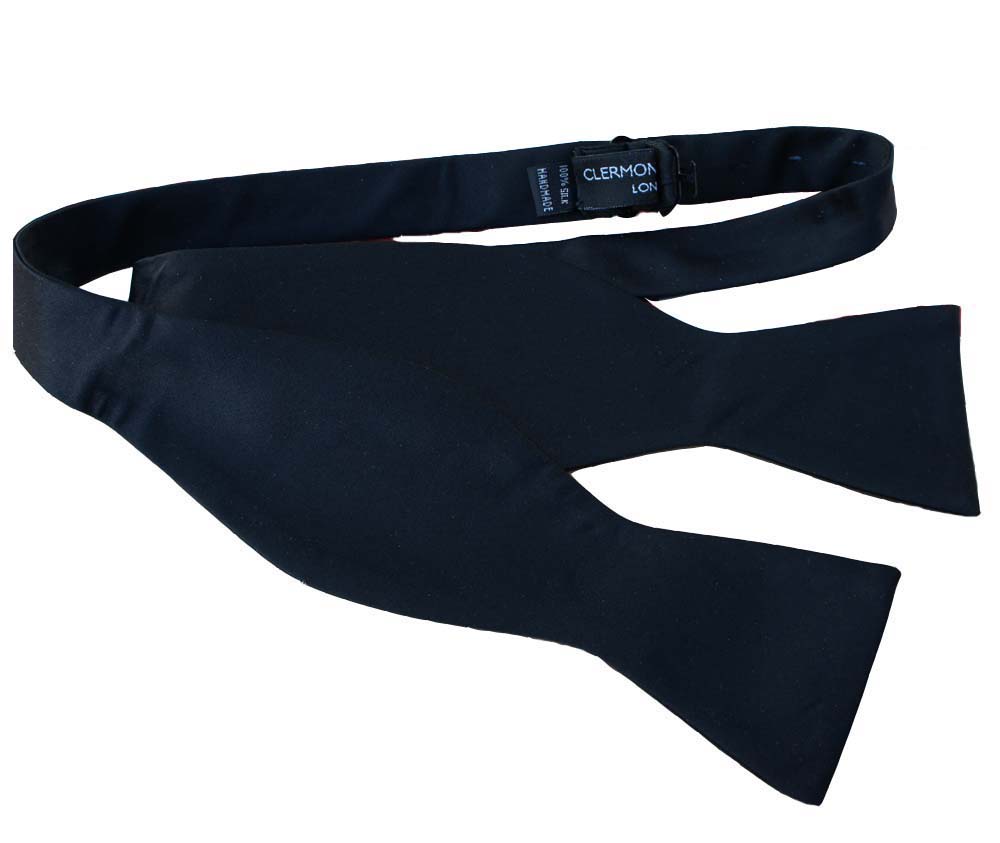 Luxury 100% Black Silk Self Tie Bow Tie